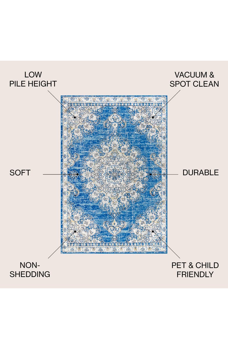 JONATHAN Y Bohemian FLAIR Boho Vintage Medallion Area Rug, Alternate, color, Blue/Cream