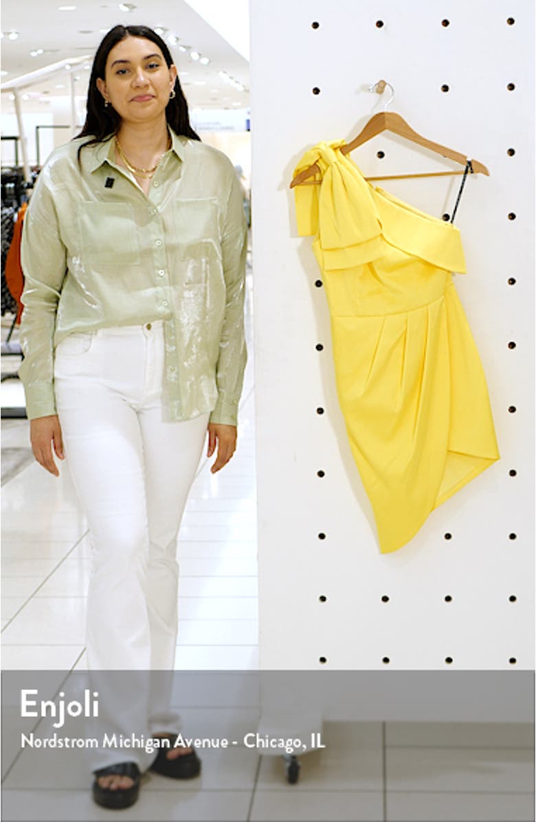 Bow One-Shoulder Satin Dress, sales video thumbnail