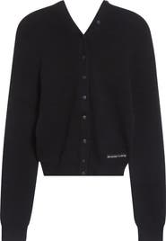 Alexander Wang Continuous Placket Crop Wool Blend Cardigan