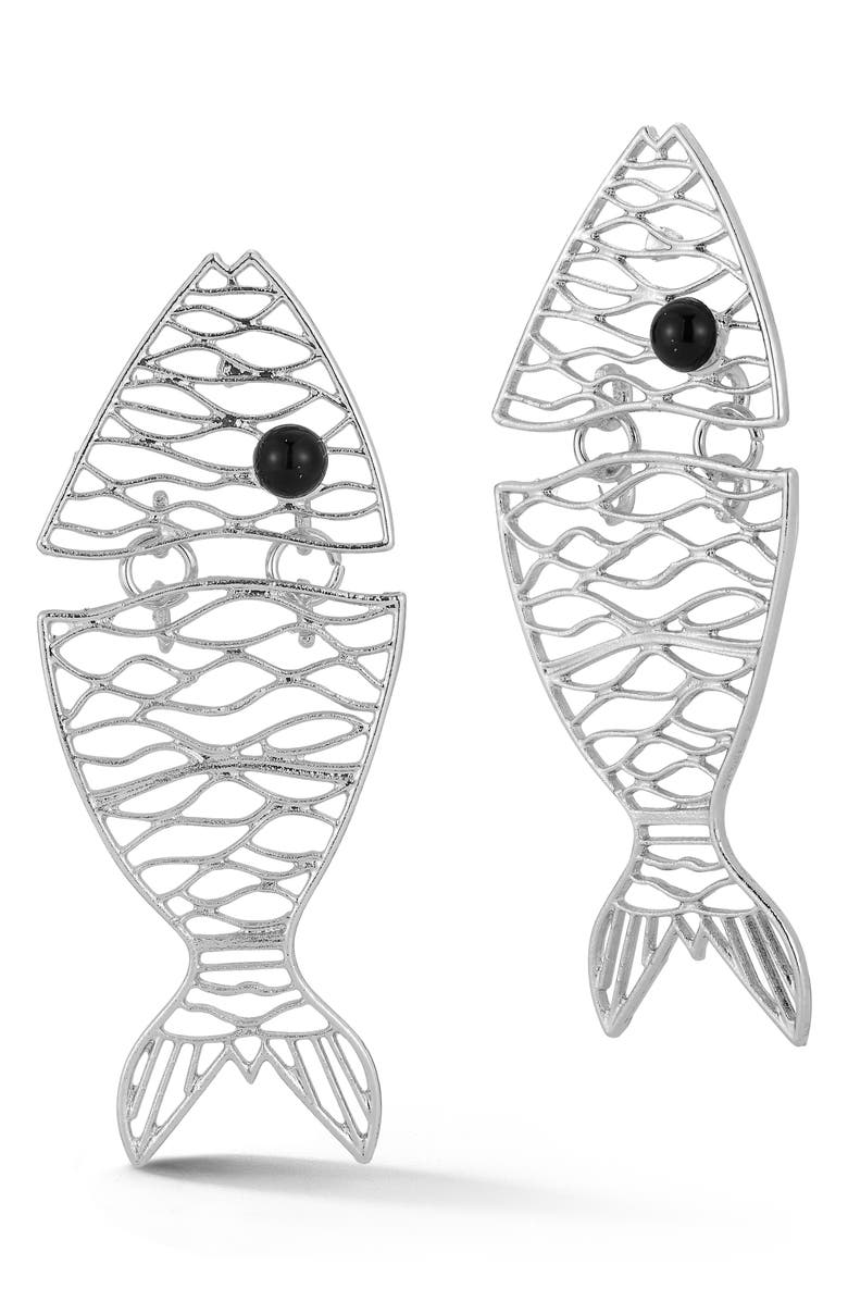 SPHERA MILANO Fish Drop Earrings, Main, color, Silver