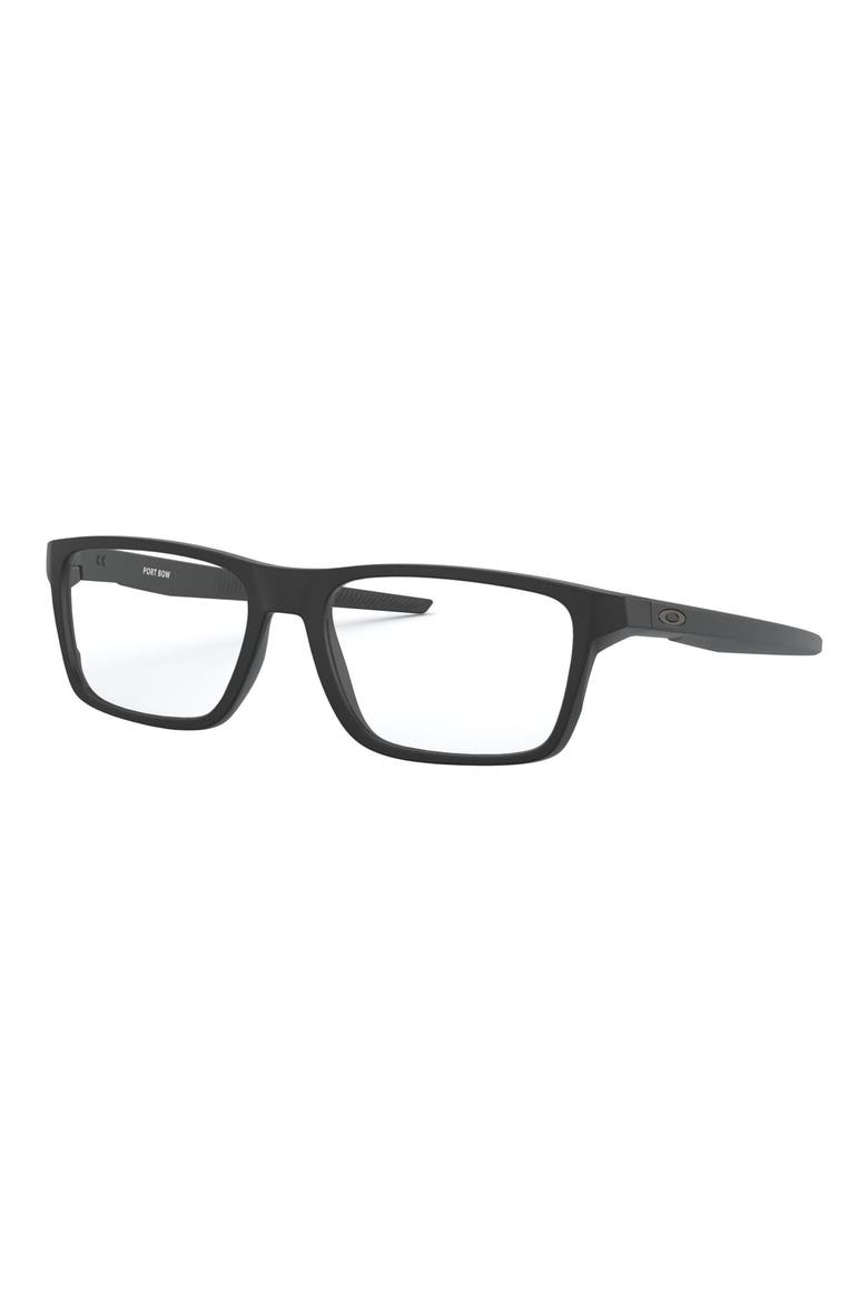 Port Bow 53mm Rectangular Optical Glasses, Alternate, color, SHINY BLACK