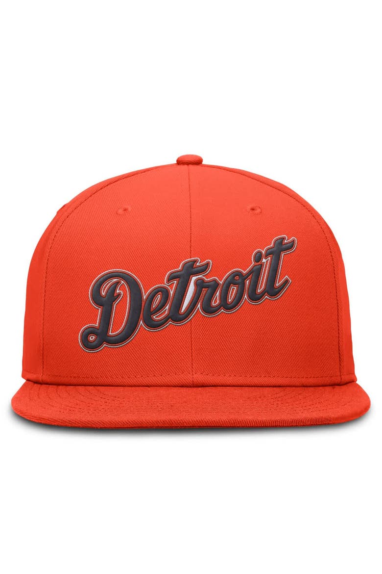 Men's Nike Orange Detroit Tigers Wordmark Dri-FIT Round Bill True Fitted Hat, Alternate, color, Orange