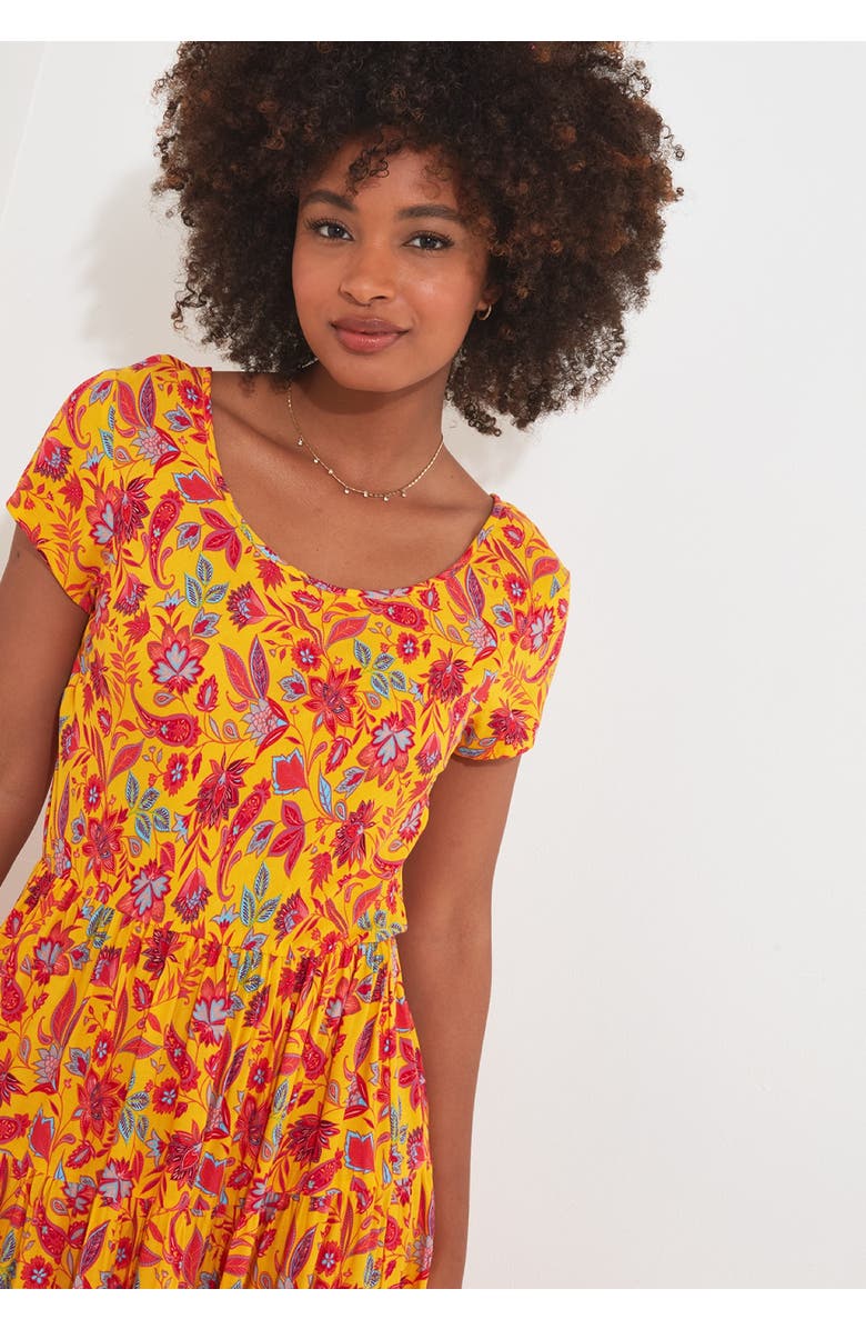 Joe Browns Short Sleeve Flowy Maxi Dress, Alternate, color, Golden Bloom