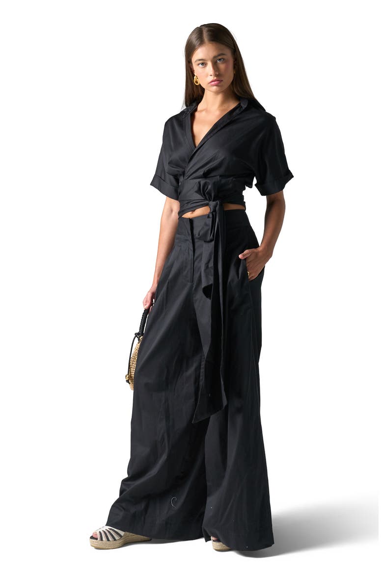Kora Top in Sateen, Main, color, Black