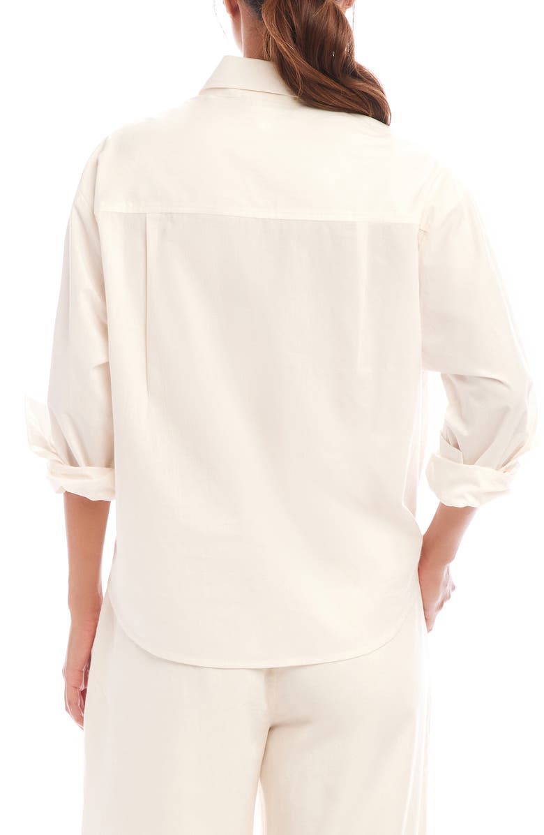 Karen Kane Tie Front Button-Up Shirt, Alternate, color, Cream