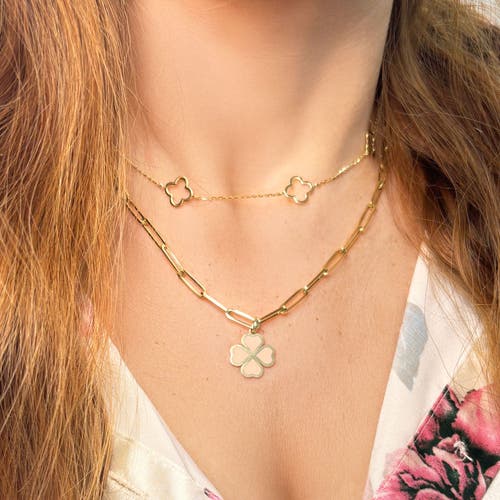 The Lovery Fine Jewelry Pink Pearl Lucky Clover Charm In Pink