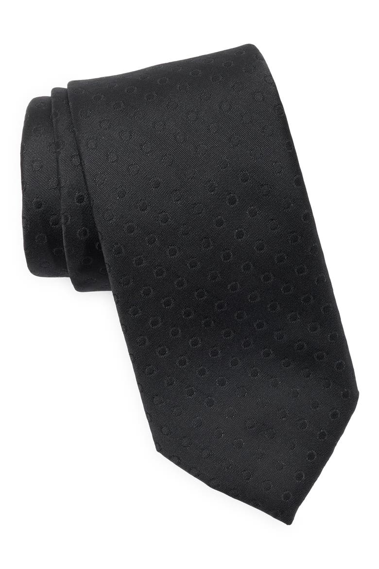 Hampton Dot Jacquard Tie, Main, color, BLACK