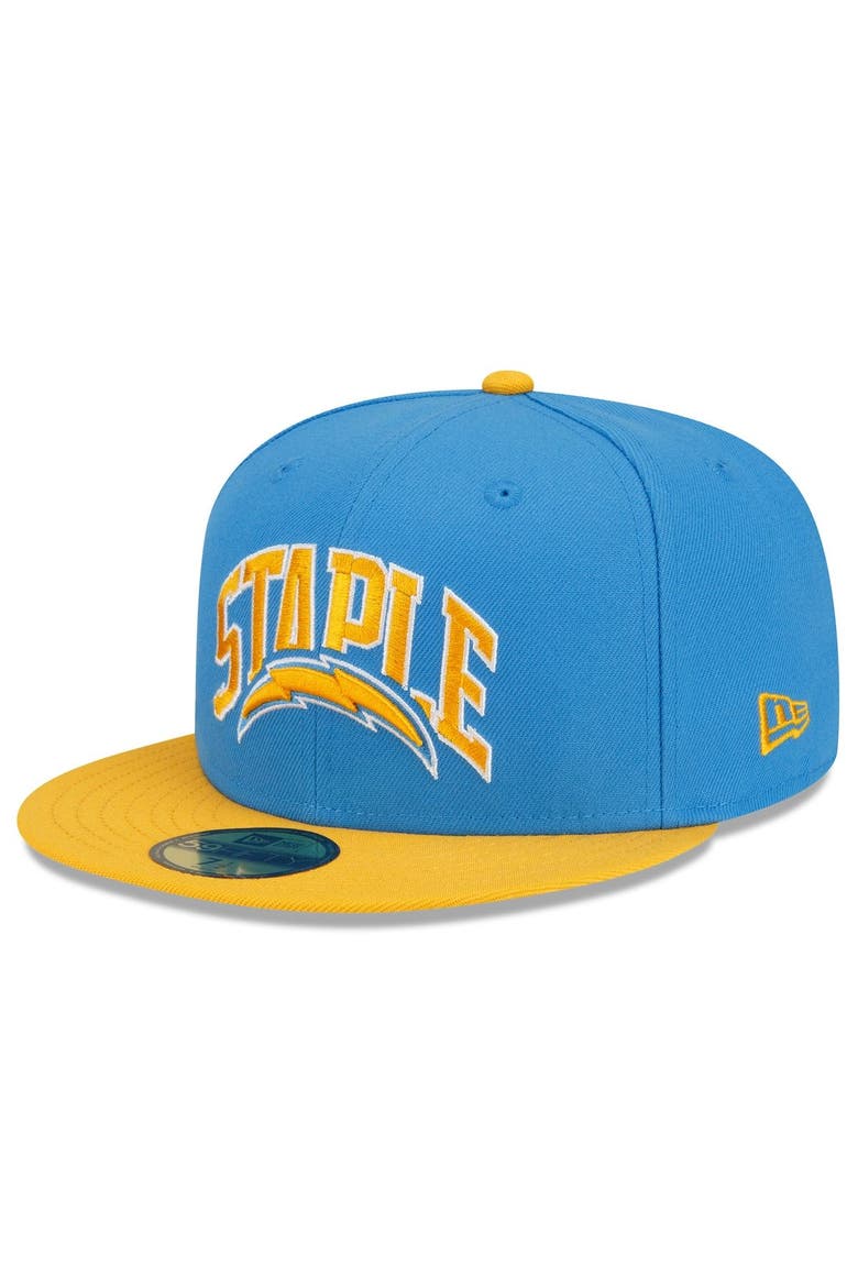Men's New Era Powder Blue/Gold Los Angeles Chargers NFL x Staple Collection 59FIFTY Fitted Hat, Alternate, color, Powder Blue