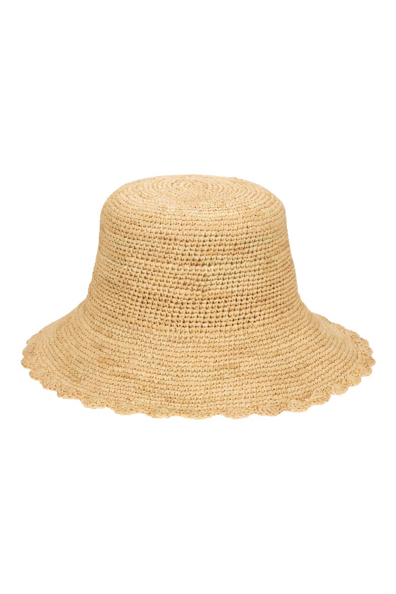 Sand Dollar Hand Crocheted Bucket Hat with Scalloped Brim, Main, color, NATURAL