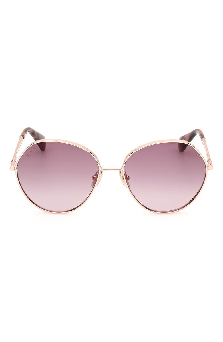 Max Mara Menton 57mm Round Sunglasses, Main, color, Shiny Rose Gold / Gradient