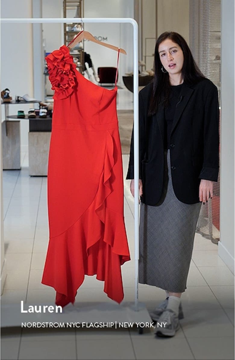 Ruffle Scuba Knit Sheath Cocktail Dress, sales video thumbnail