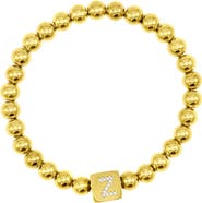Adornia Crystal Initial Stretch Bracelet