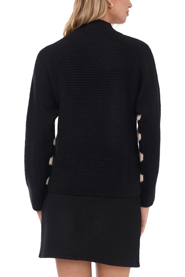 Zig Zag Motif Mock Neck Sweater, Alternate, color, RICH BLACK