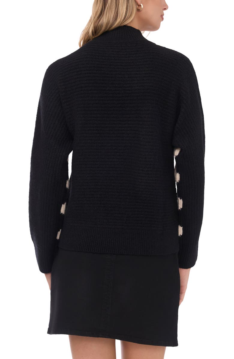 Vince Camuto Zig Zag Motif Mock Neck Sweater, Alternate, color, Rich Black