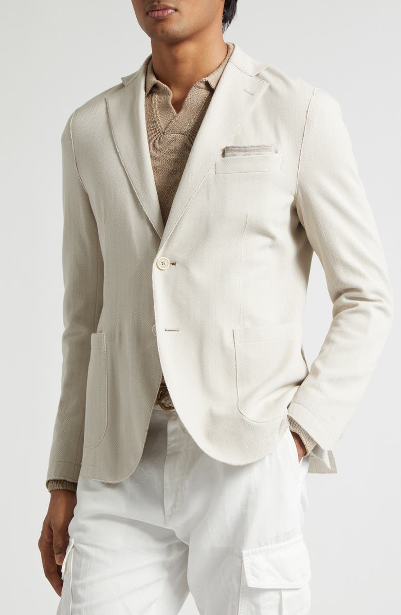 Eleventy Cotton Blend Herringbone Knit Sport Coat, Alternate, color, 02 Sand