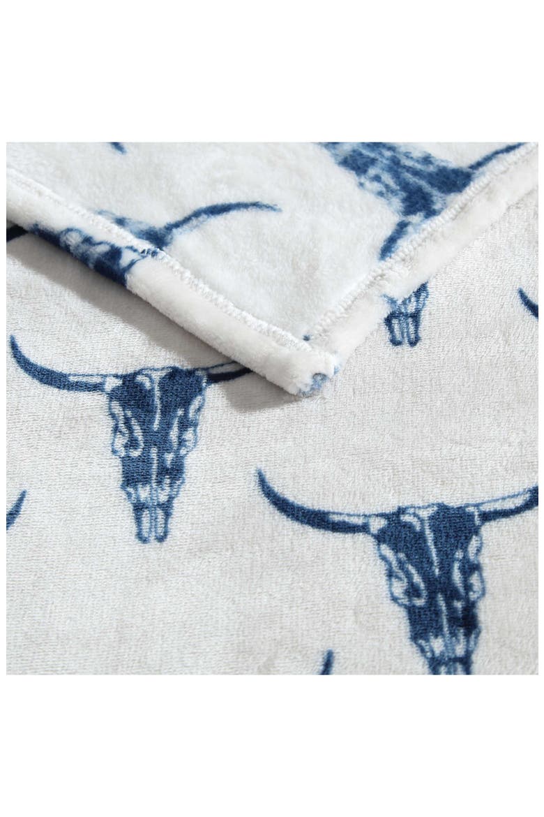 Steer Head Throw Blanket, Alternate, color, DARK BLUE