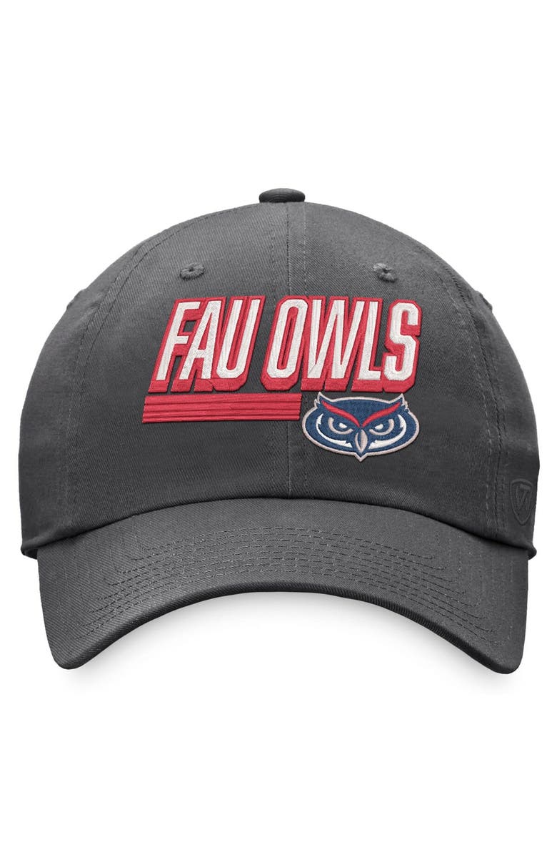 TOP OF THE WORLD Men's Top of the World Charcoal Florida Atlantic Owls Slice Adjustable Hat, Alternate, color,