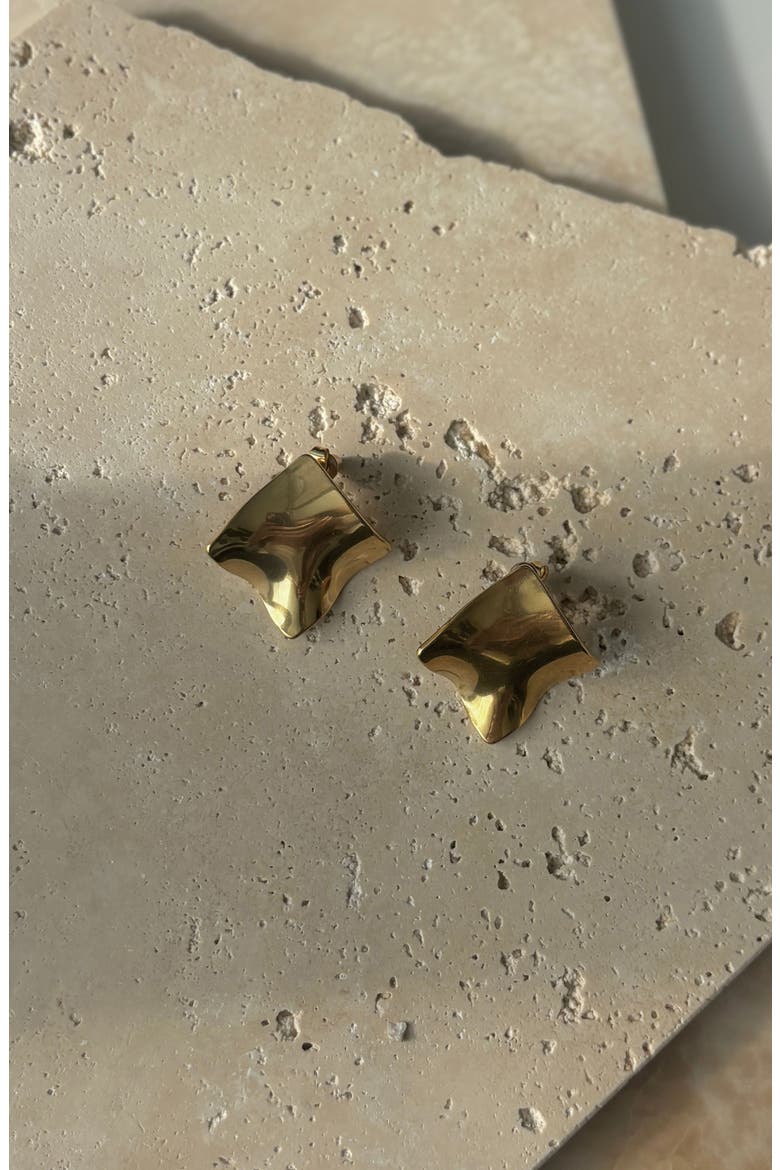 Molten Irregular Earrings, Alternate, color, GOLD
