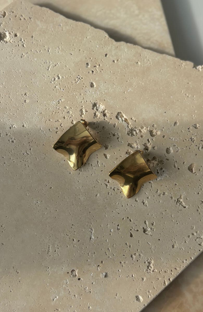 Adornia Molten Irregular Earrings, Alternate, color, Gold