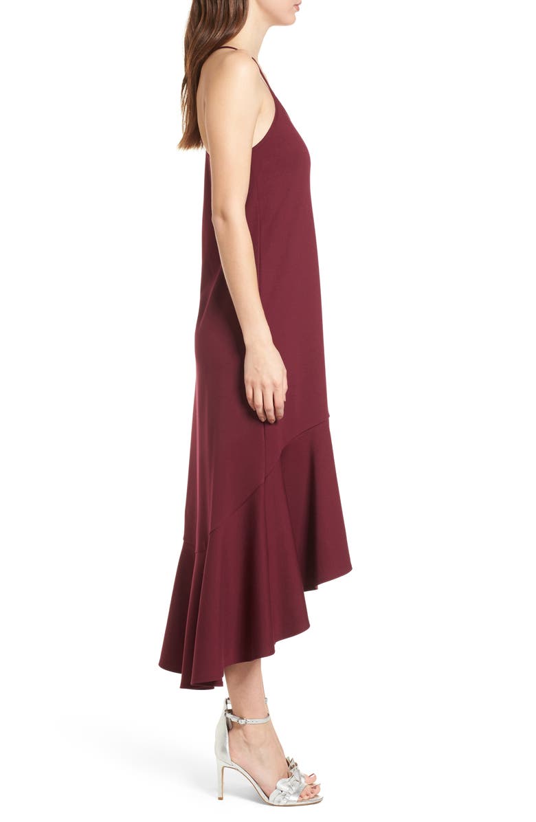 Leith Ruffle Midi Dress, Alternate, color, Burgundy Plum
