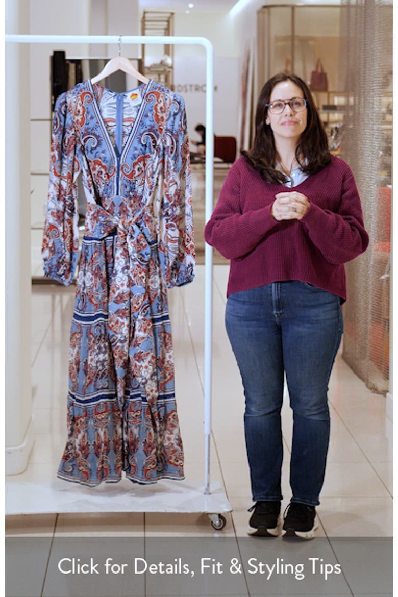 Paisley Scarf Print Long Sleeve Tiered Dress video