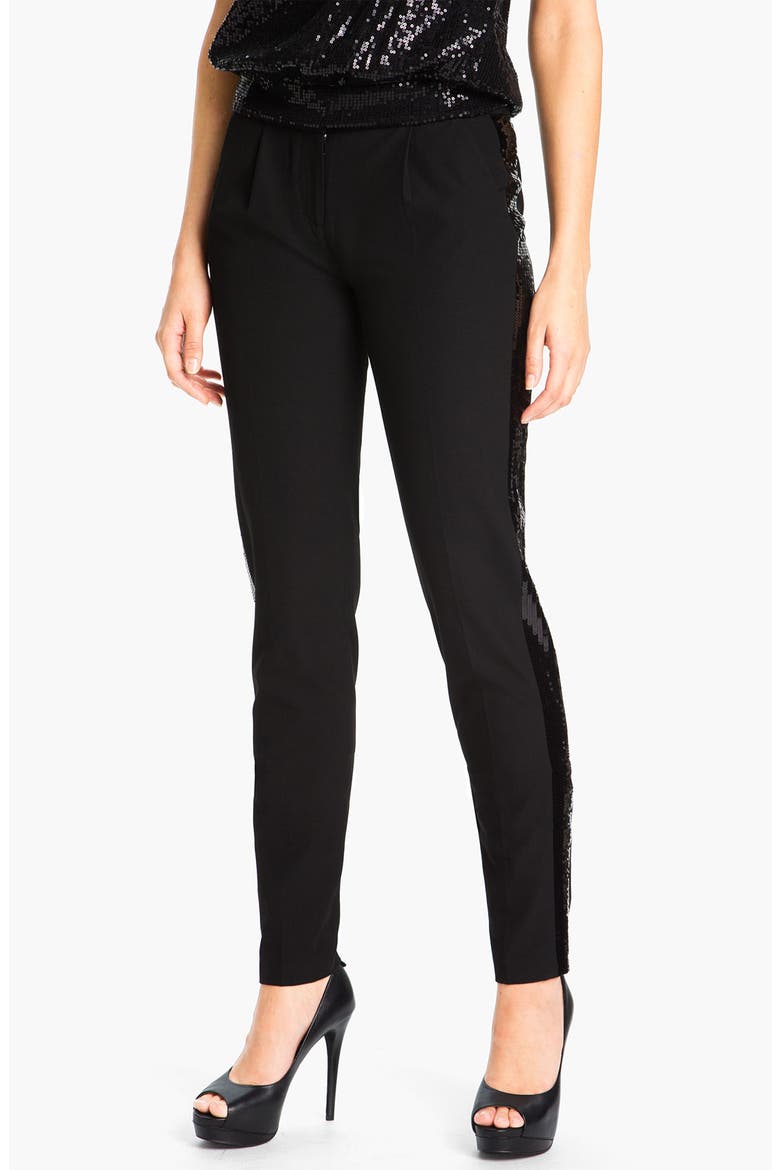 Sequin Tuxedo Pants, Main, color, BLACK