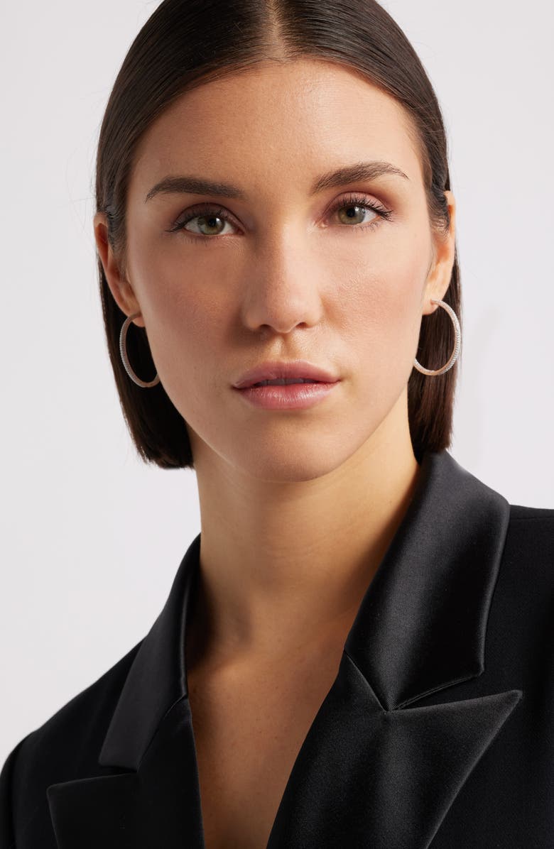 Nordstrom Crystal Pavé Inside Outside Hoop Earrings, Alternate, color, Clear- Silver