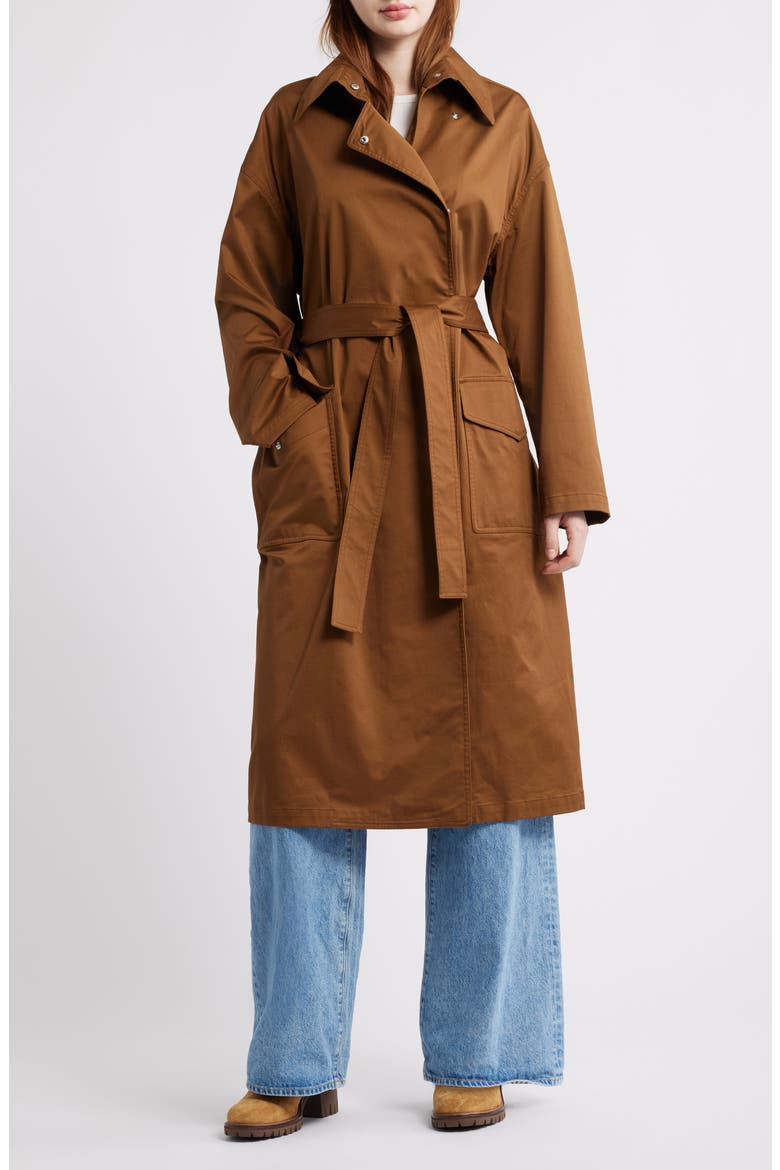 Rue Stretch Cotton Trench Coat, Main, color, LIGHT BROWN