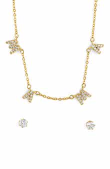 Danecraft Mama Necklace & Cubic Zirconia Stud Earrings Set