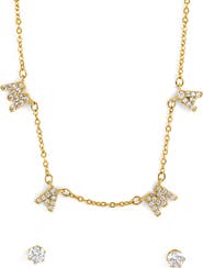 Danecraft Mama Necklace & Cubic Zirconia Stud Earrings Set