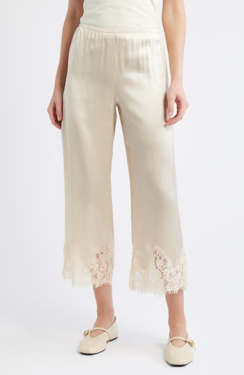 Carolina Silk Lace Hem Pant