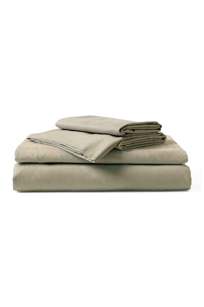 Organic Cotton Organic Room Service Sateen Sheet Set, Main, color, Spray Green