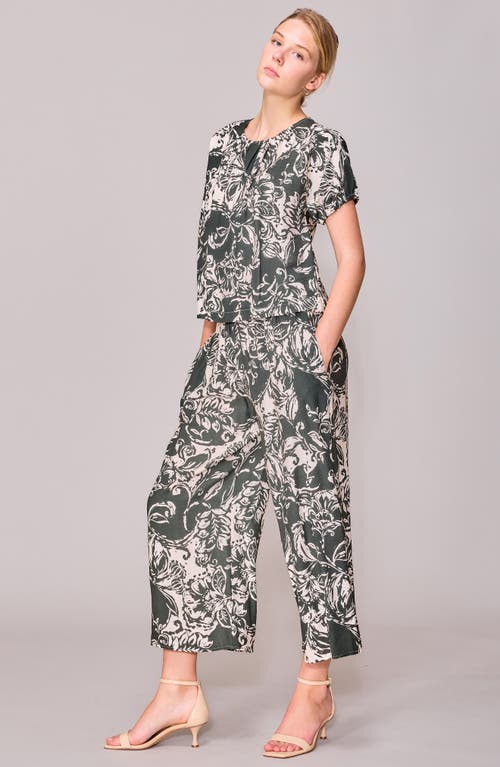 Melloday Print Crop Pull-on Wide Leg Pants