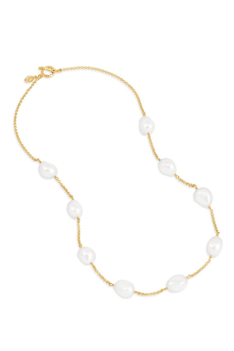 White Baroque Pearl Chain Necklace, Main, color, Yellow Gold Vermeil