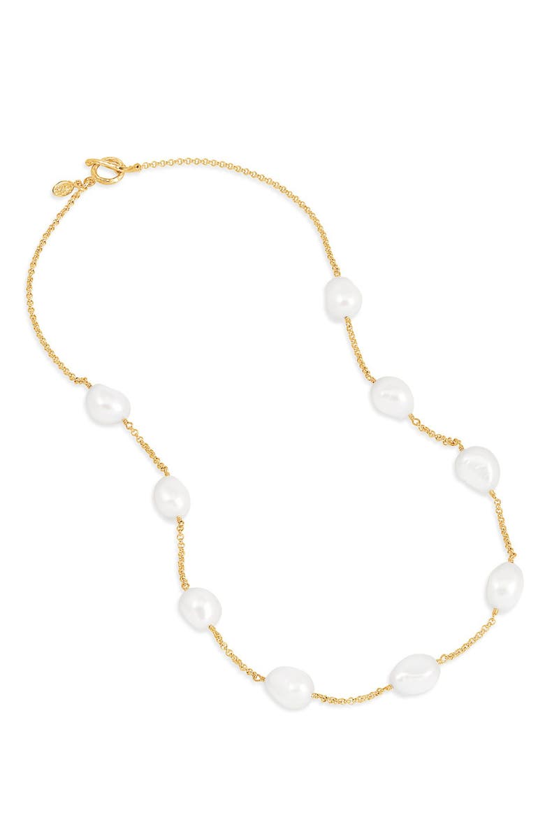 Dower & Hall White Baroque Pearl Chain Necklace, Main, color, Yellow Gold Vermeil