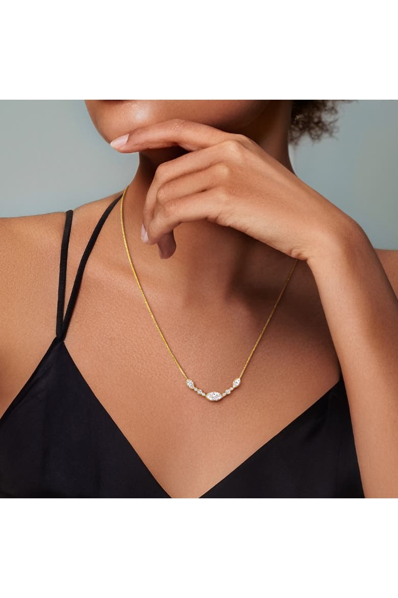 Lab-Grown Diamond Marquise Necklace 14K, Alternate, color, Yellow Gold