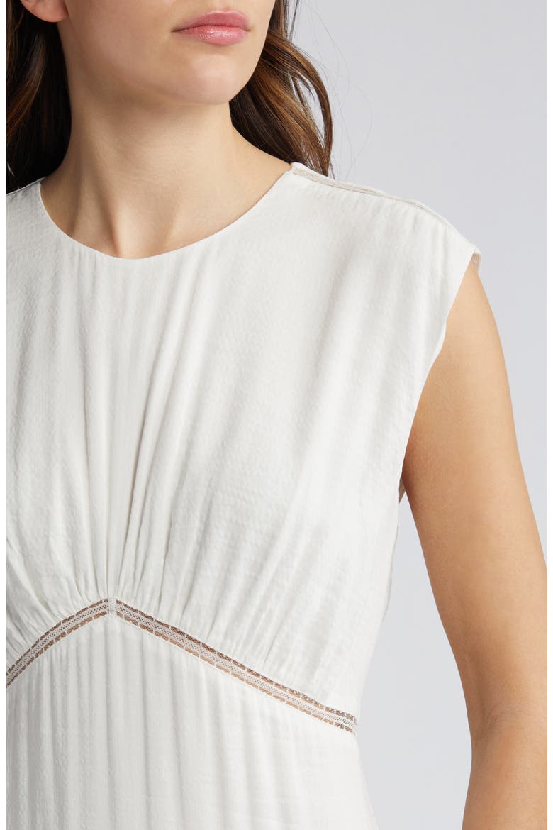Lace Inset Handkerchief Hem Linen Blend Midi Dress, Alternate, color, WHITE