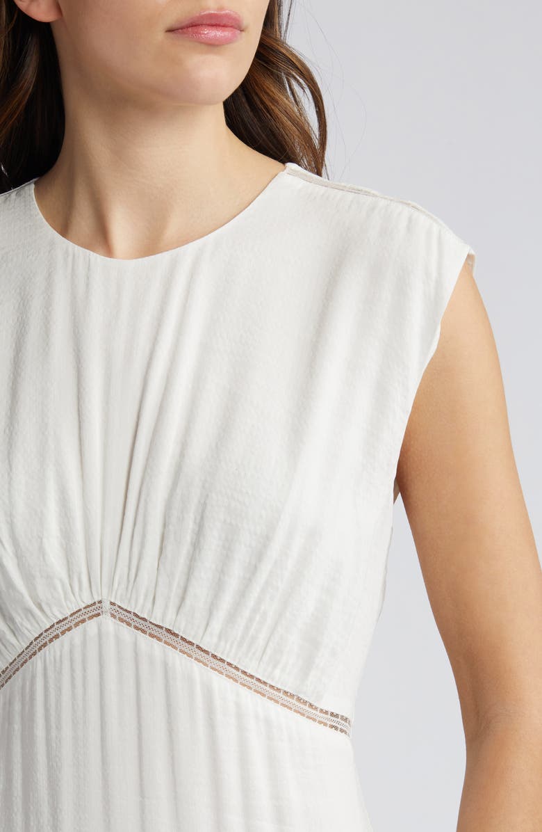 FRAME Lace Inset Handkerchief Hem Linen Blend Midi Dress, Alternate, color,