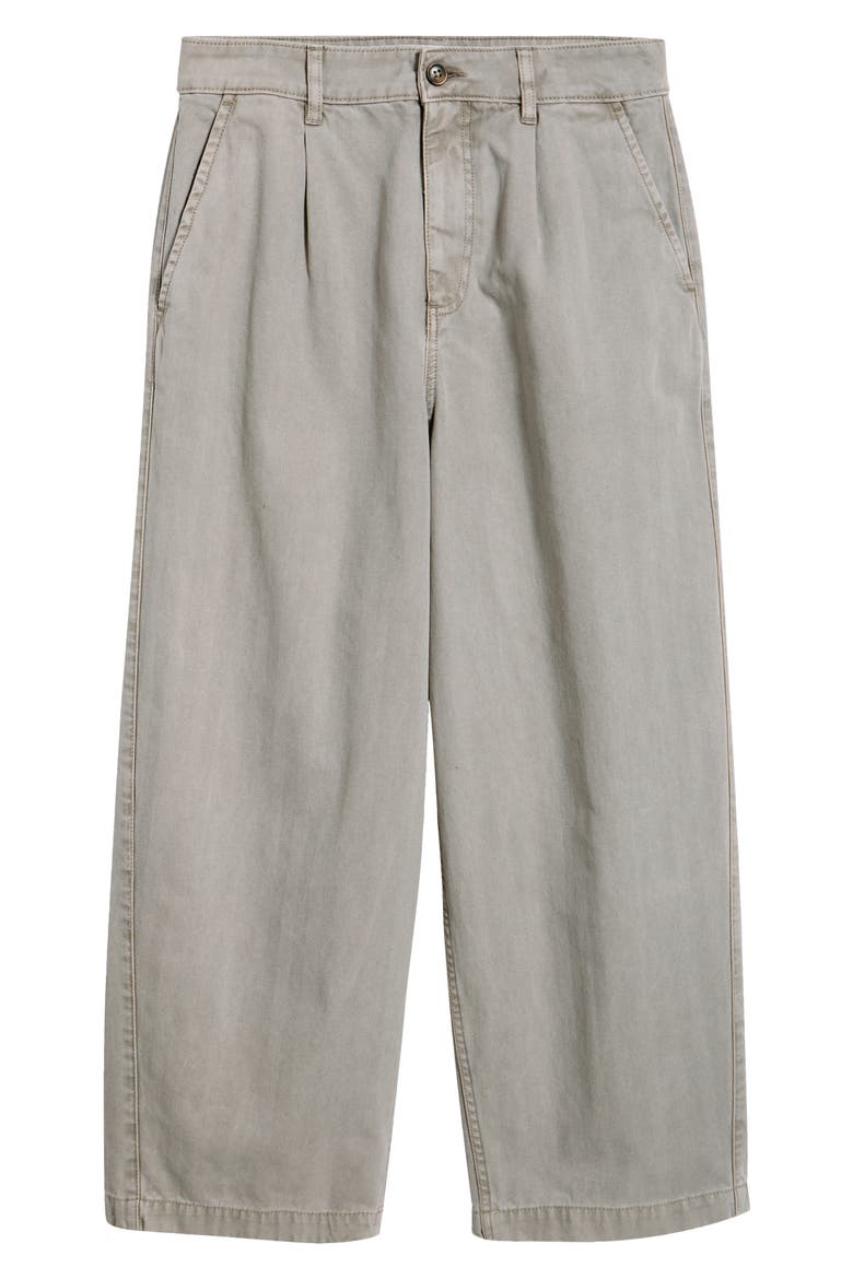 Herringbone Pleated Barrel Pants, Alternate, color, STONE