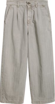 Topman Herringbone Pleated Barrel Pants