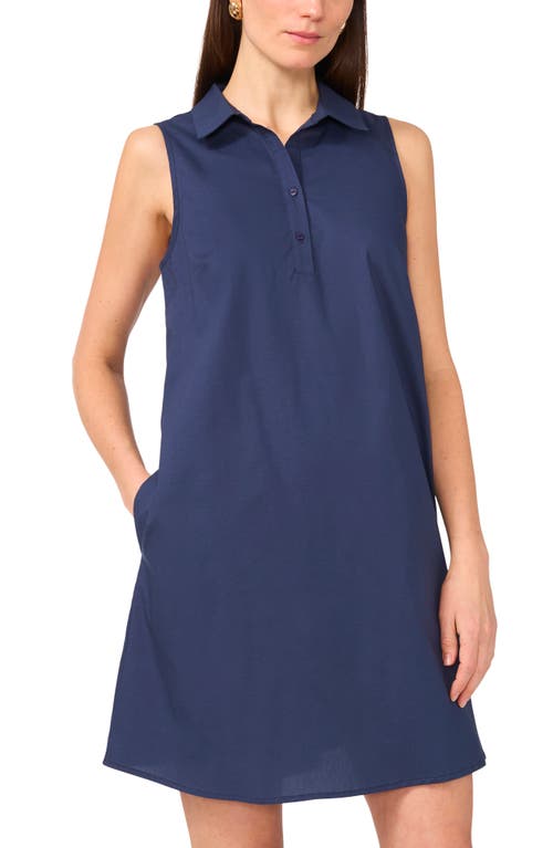 1.state Collared Sleeveless Cotton Minidress In Blue