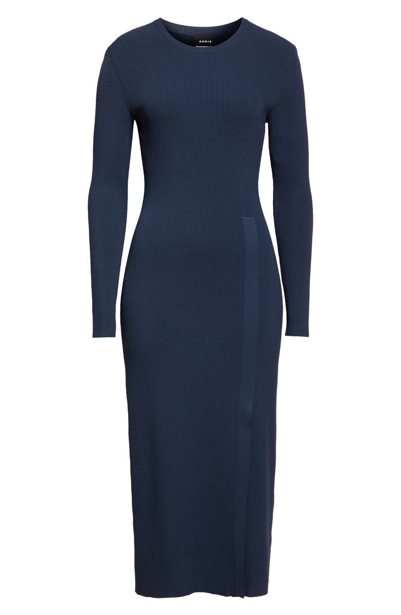 Akris Long Sleeve Knit Tube Dress, Alternate, color, Denim