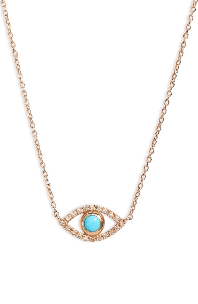 Anzie Evil Eye Turquoise & Diamond Pendant Necklace, Main, color, Blue