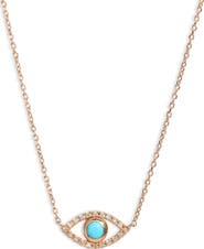 Anzie Evil Eye Turquoise & Diamond Pendant Necklace