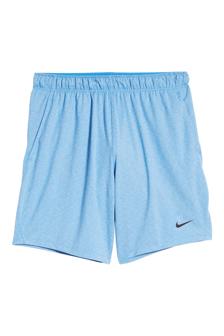Transcend Dry Yoga Training Shorts, Alternate, color, PACIFIC BLUE/ HEATHER/ BLACK