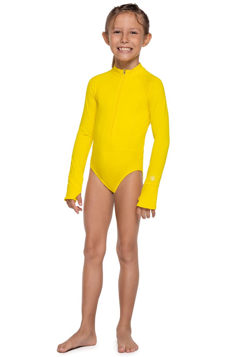 Aricia Koko Long Sleeve Swimsuit, UPF 50+ Sun Protection, Main, color, Bold Yellow