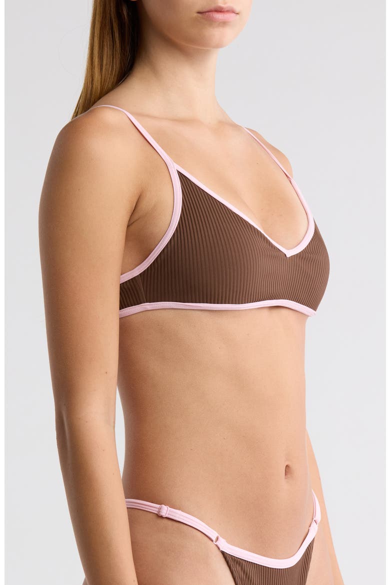Bree Rib Bikini Top, Alternate, color, CHESTNUT BROWN / ORCHID PINK