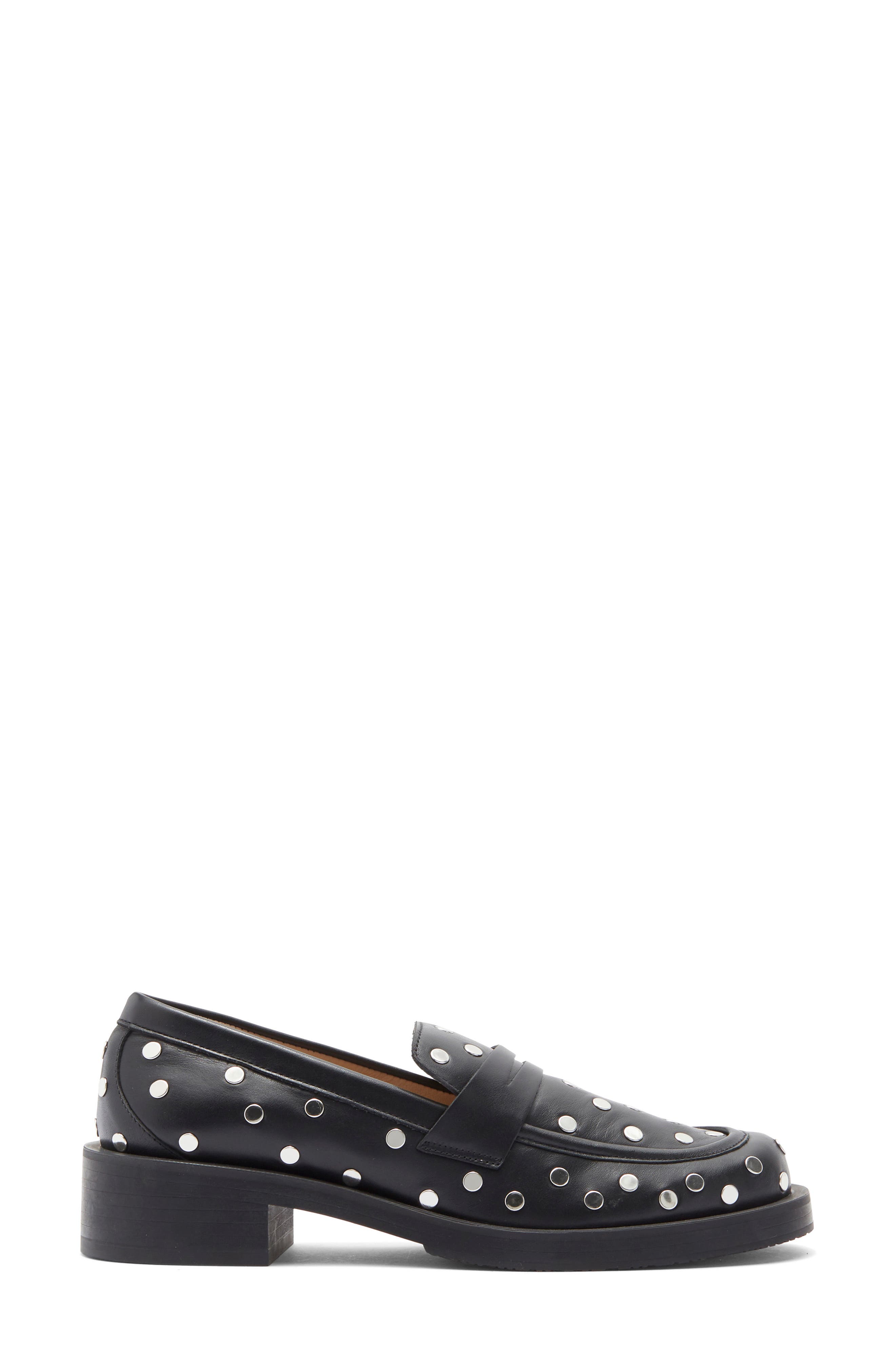 Stuart Weitzman Palmer Bold Stud Loafer, Alternate, color, Black