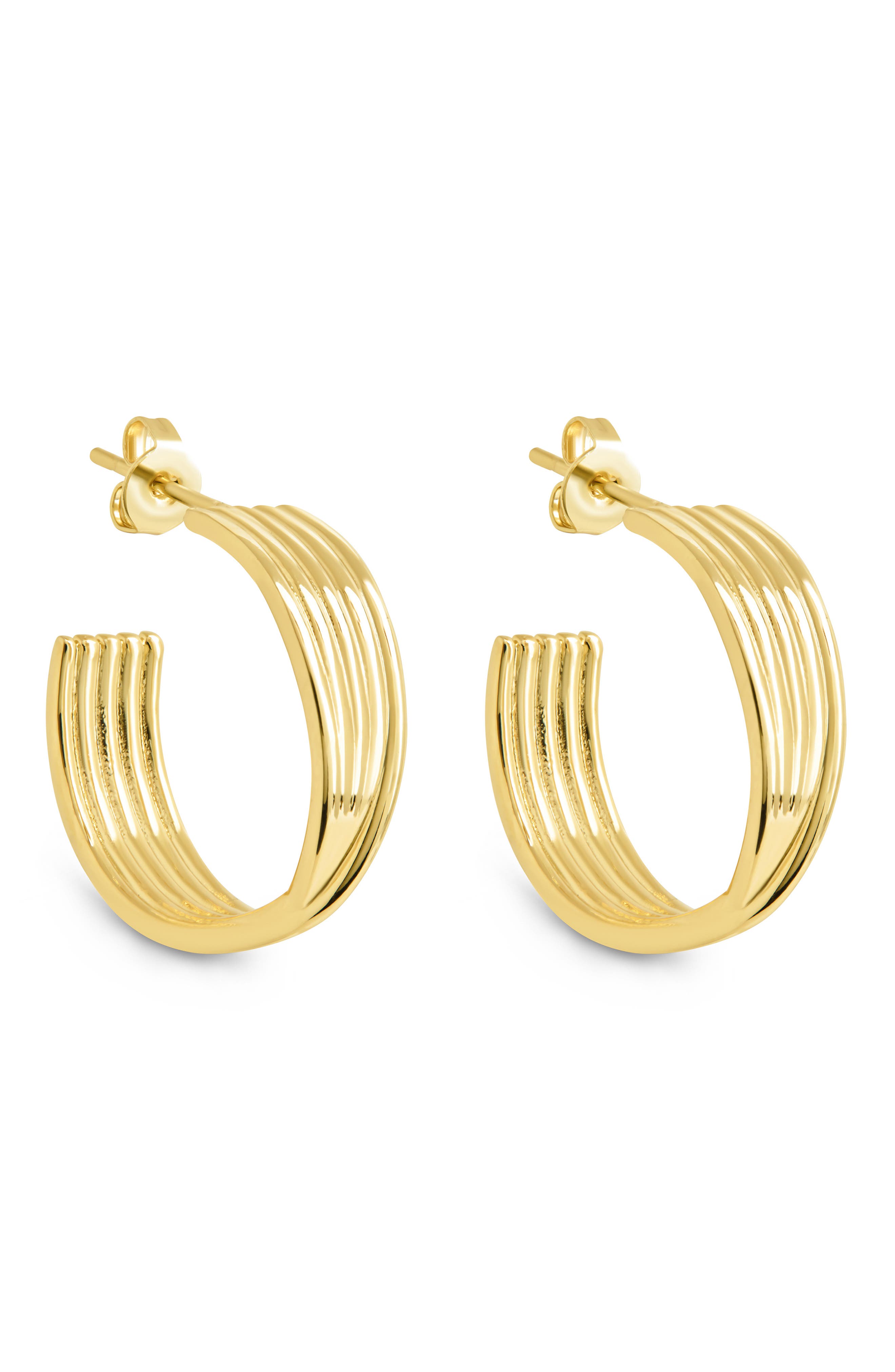 Sterling Forever Katya Textured Hoop Earrings