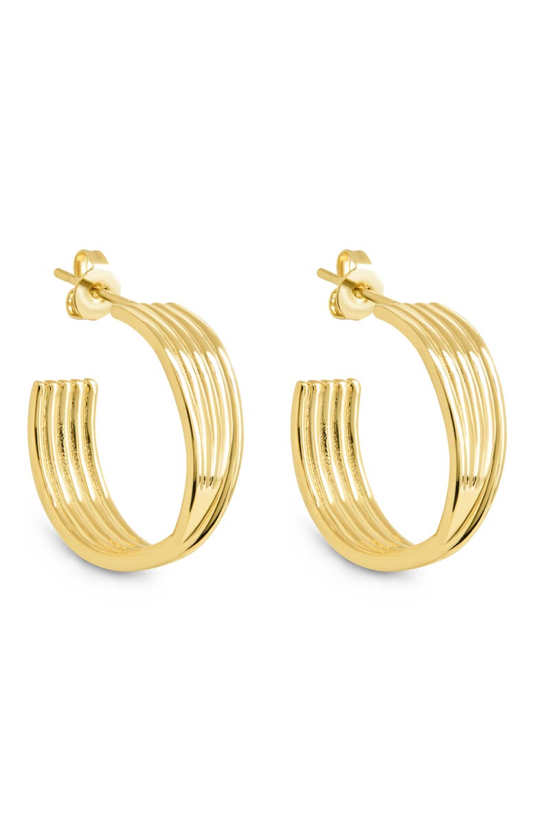 Sterling Forever Katya Textured Hoop Earrings, Main, color, Gold